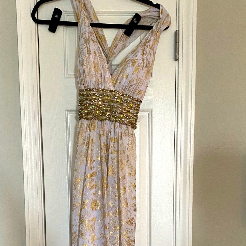 Gorgeous,formal floor length gold and white.
